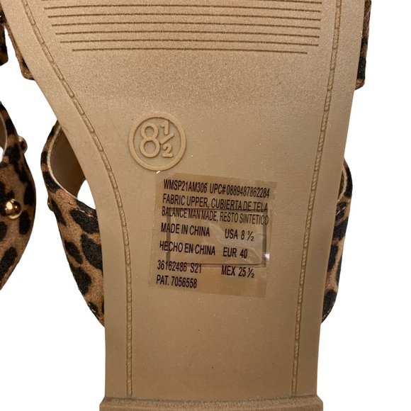 Scoop Leopard/Animal Print/Cheetah Print Faux Suede Studded Sandals Women's 8.5 - Picture 4 of 4